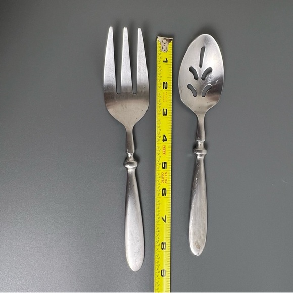 2 Pc Townhouse Serving Meat Fork Pierced Spoon Cambridge Stainless Flatware - Picture 7 of 9